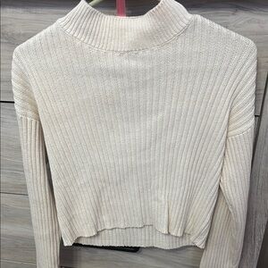 Zara Off-White Ribbed Knit Top